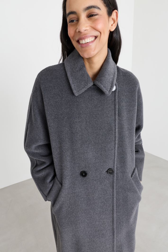 Cappotto doppiopetto in beaver - GRIGIO - Intrend - 3