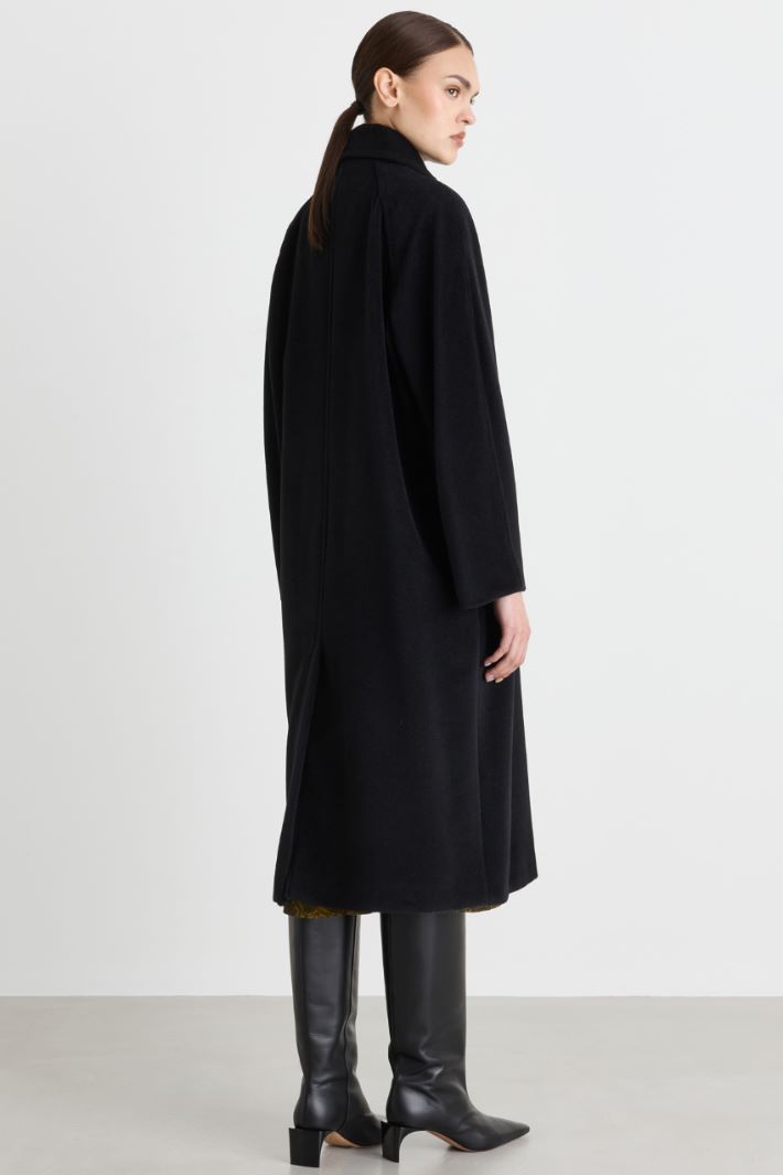 Cappotto doppiopetto in beaver - NERO - Intrend - 4