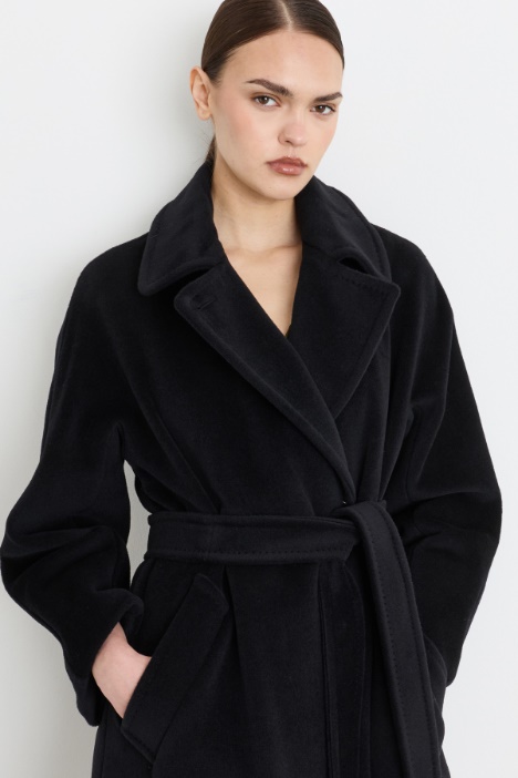 Cappotto doppiopetto in beaver di pura lana