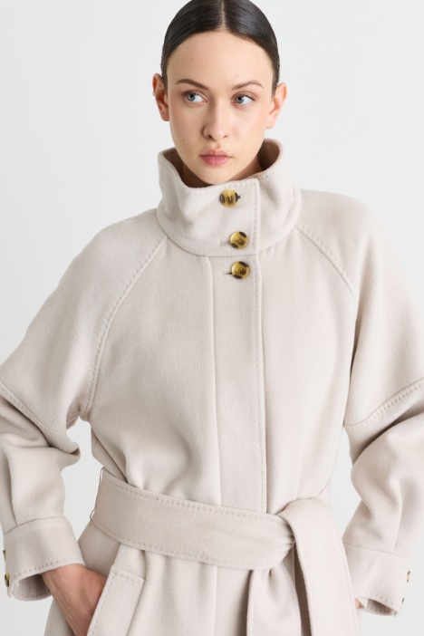 Cappotto double di lana con collo alto
