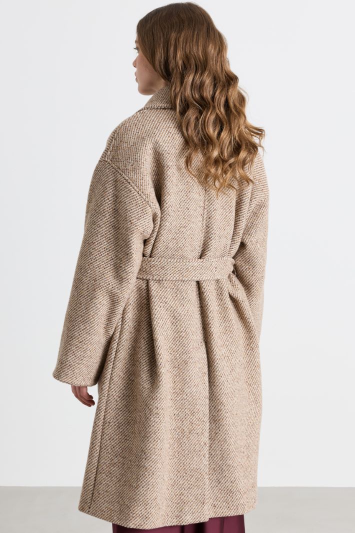 Belted double-breasted coat - BEIGE - Intrend - 4