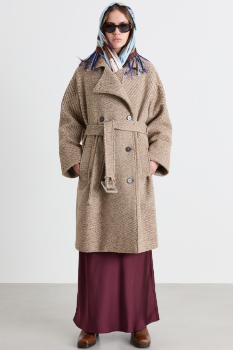 Belted double-breasted coat - Intrend