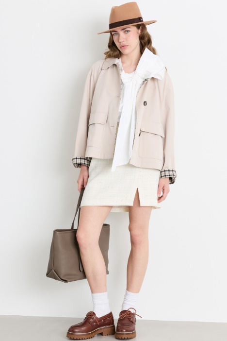 Short Reversible Stretch-Gabardine Trench - Intrend