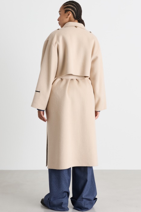 Cappotto e gilet lungo in double di misto lana
