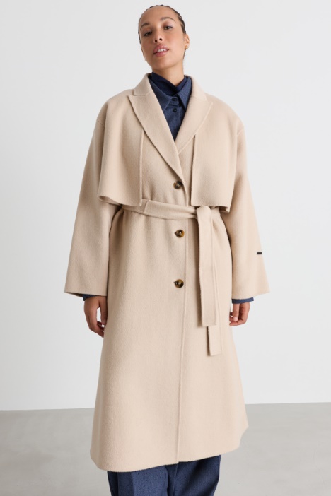 Cappotto e gilet lungo in double di misto lana