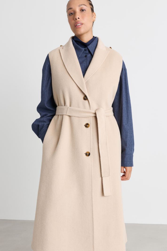 Cappotto e gilet lungo in double - BEIGE - Intrend - 4