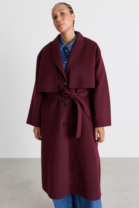 Cappotto e gilet lungo in double di misto lana