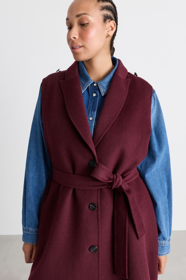 Cappotto e gilet lungo in double - BORDEAUX - Intrend - 4