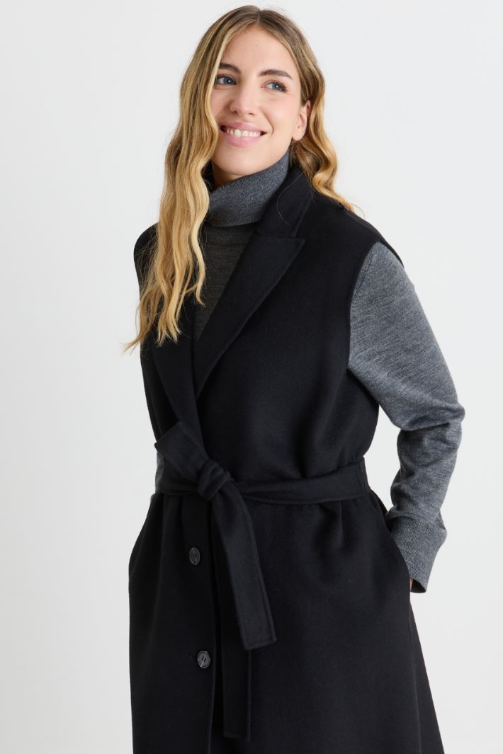 Cappotto e gilet lungo in double - NERO - Intrend - 3