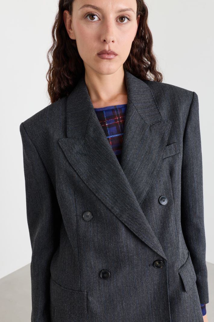 Double-breasted blazer - GREY - Intrend - 3