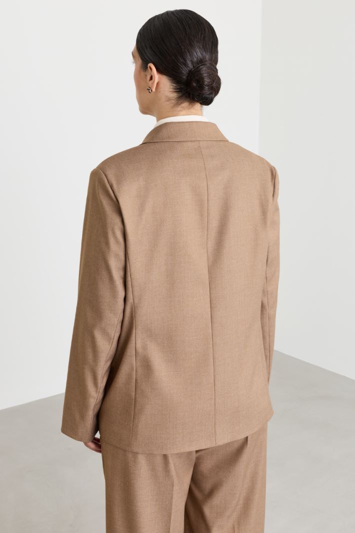 Blazer croisé en flanelle - CHAMEAU - Intrend - 4