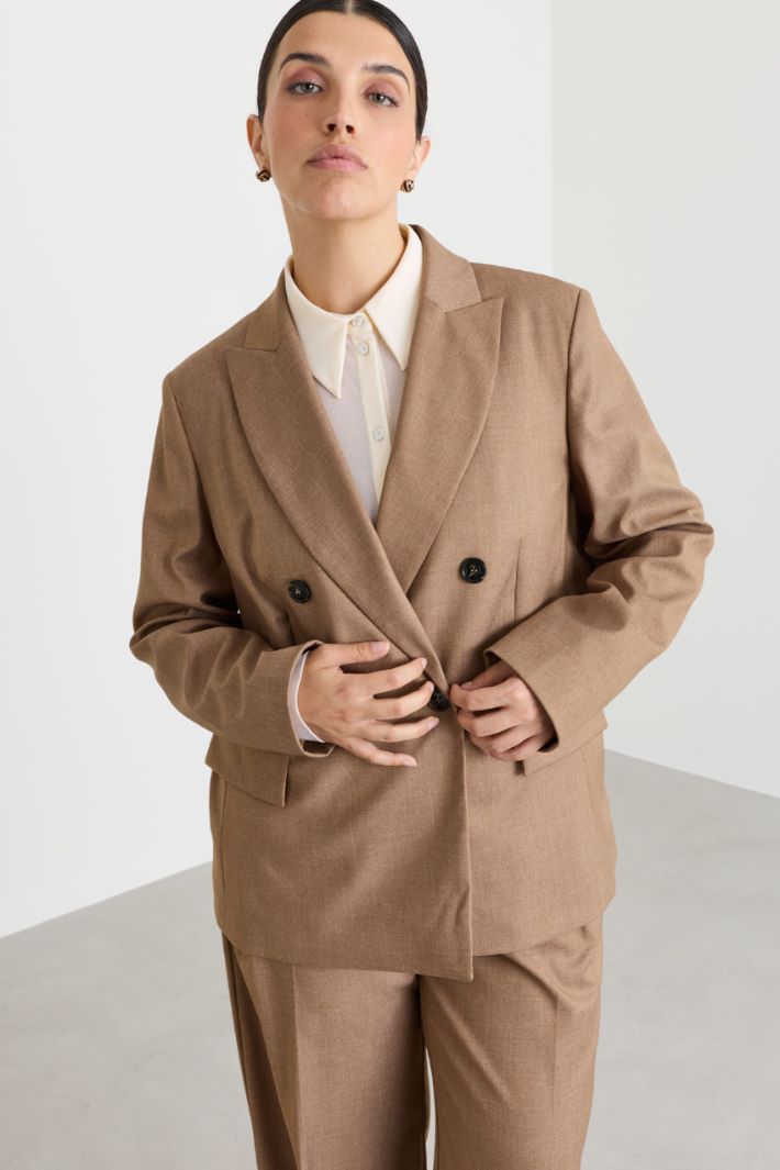 Blazer croisé en flanelle - CHAMEAU - Intrend - 2
