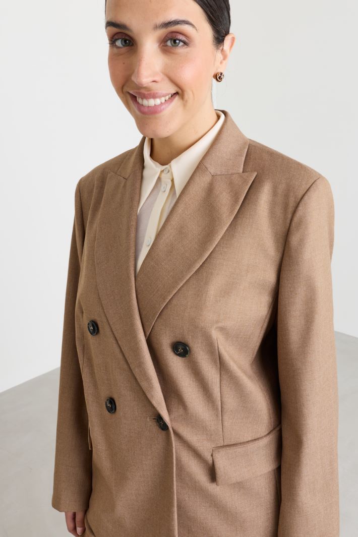 Blazer croisé en flanelle - CHAMEAU - Intrend - 3