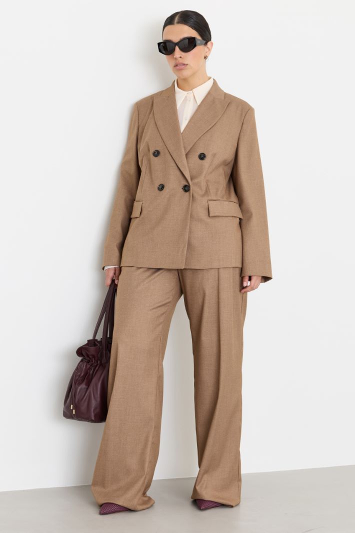 Blazer croisé en flanelle - CHAMEAU - Intrend