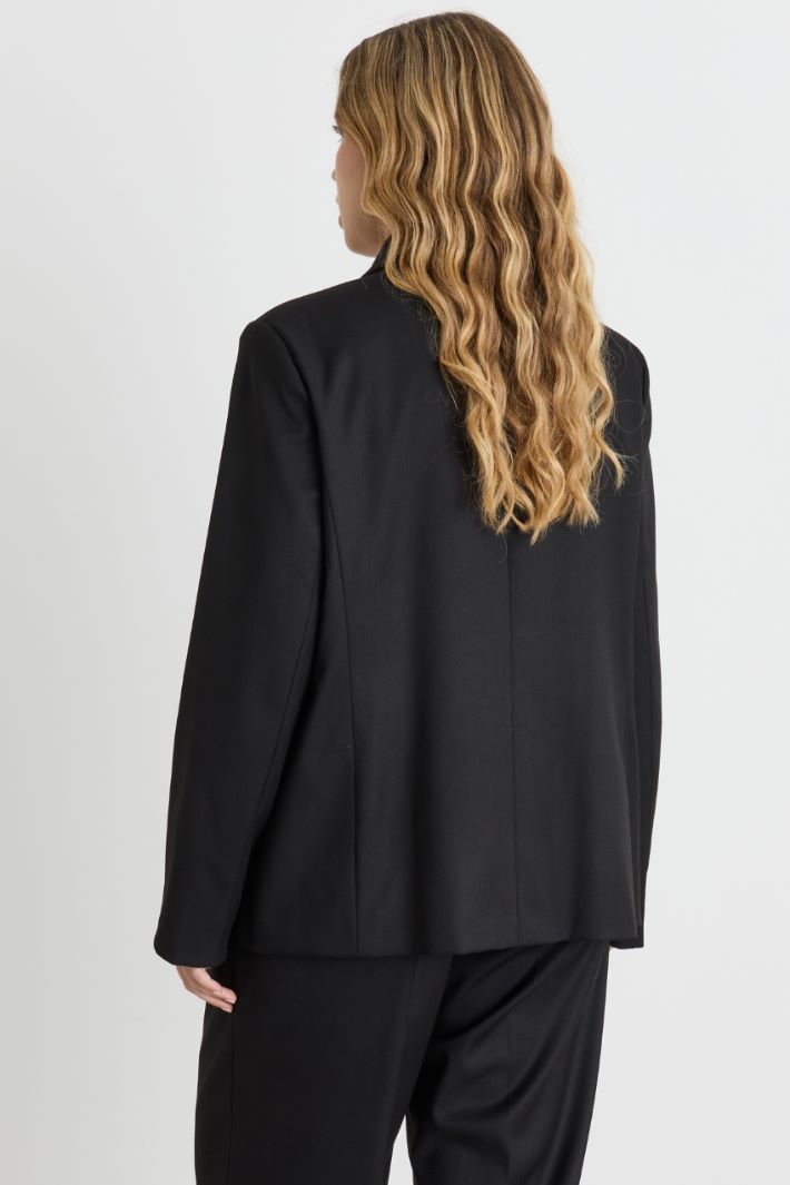 Blazer cruzado de franela - NEGRO - Intrend - 4