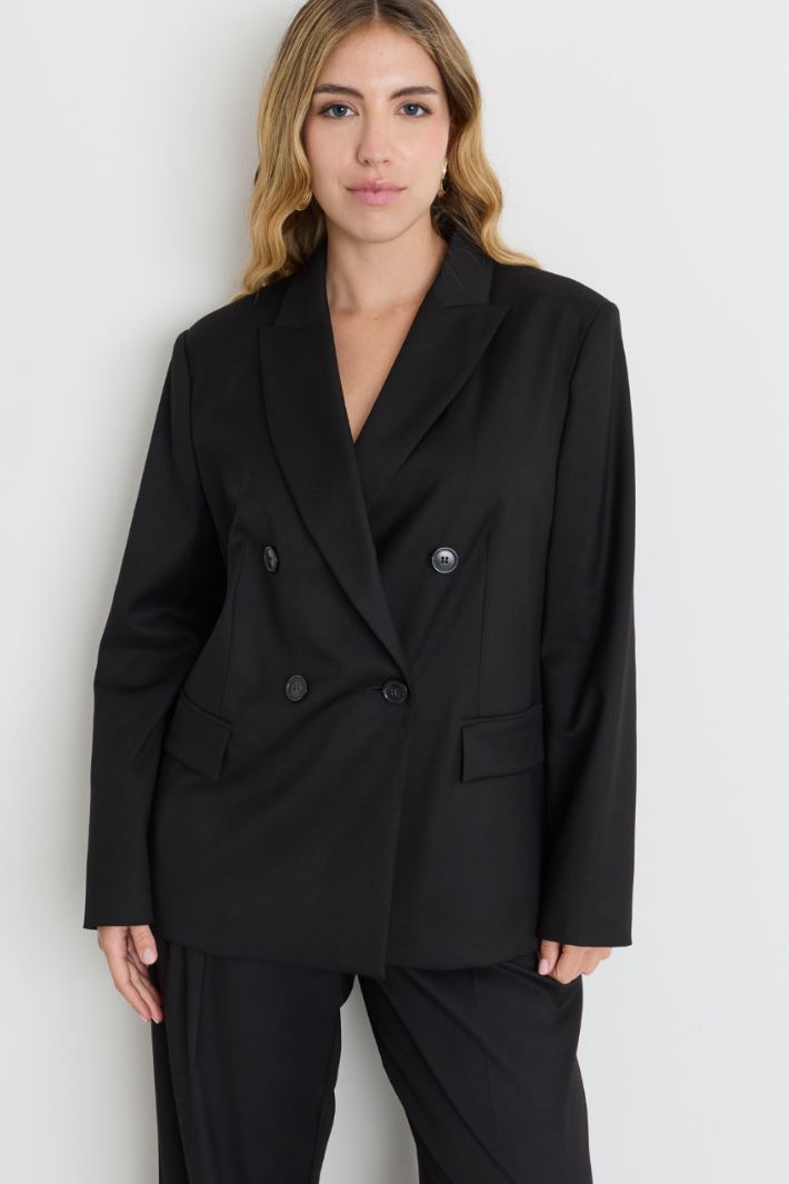 Blazer cruzado de franela - NEGRO - Intrend - 2