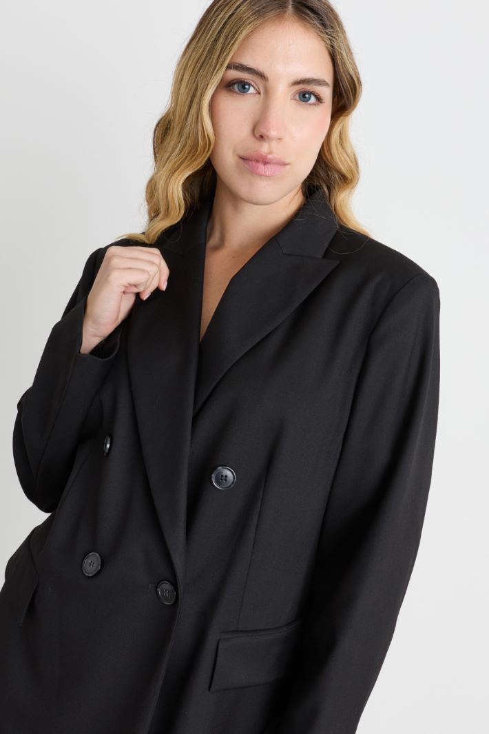 Blazer cruzado de franela - NEGRO - Intrend - 3
