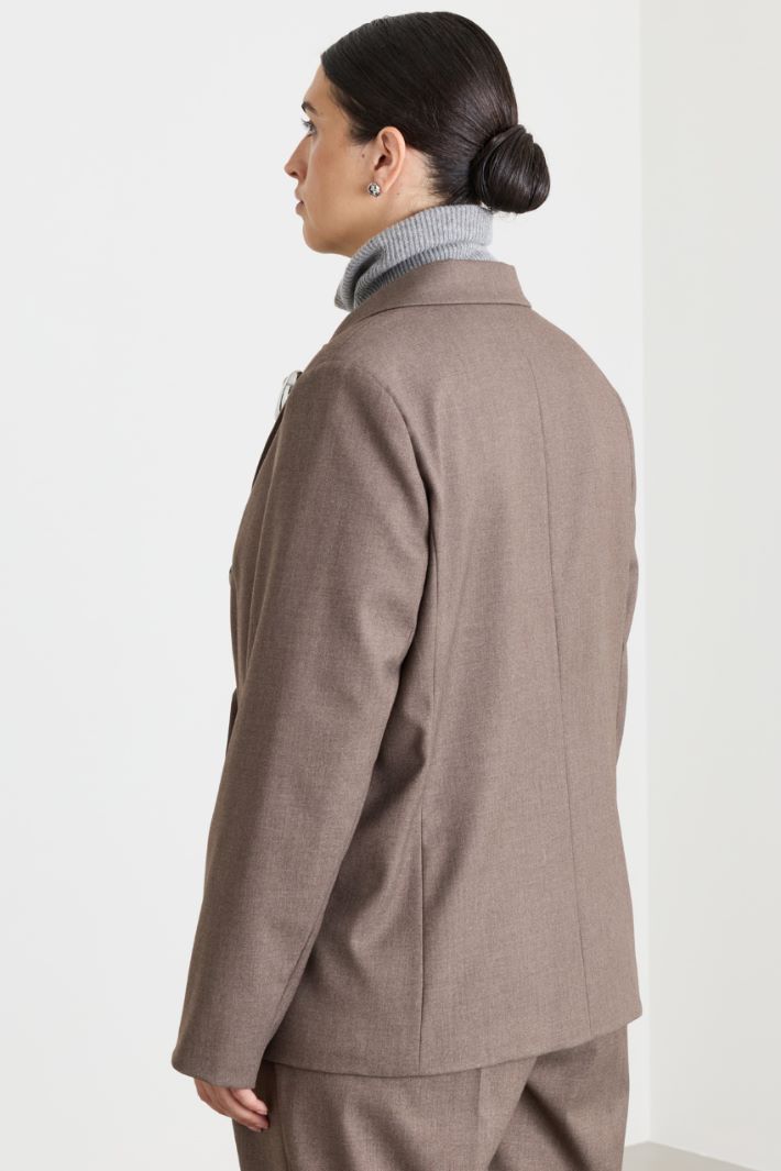 Double-breasted flannel blazer - BROWN - Intrend - 4
