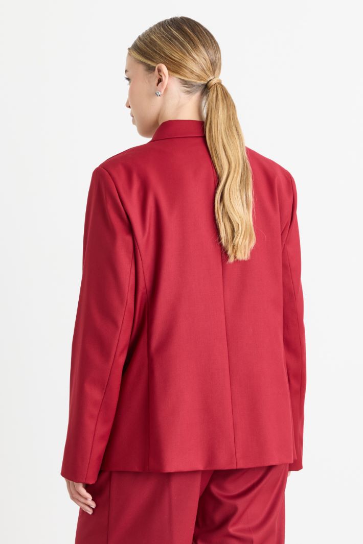 Blazer croisé en flanelle - ROUGE - Intrend - 4