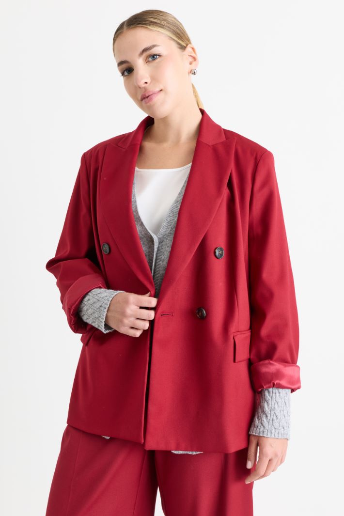 Blazer croisé en flanelle - ROUGE - Intrend - 2