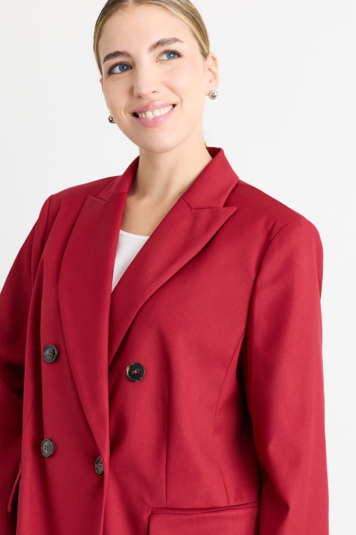 Blazer croisé en flanelle - ROUGE - Intrend - 3