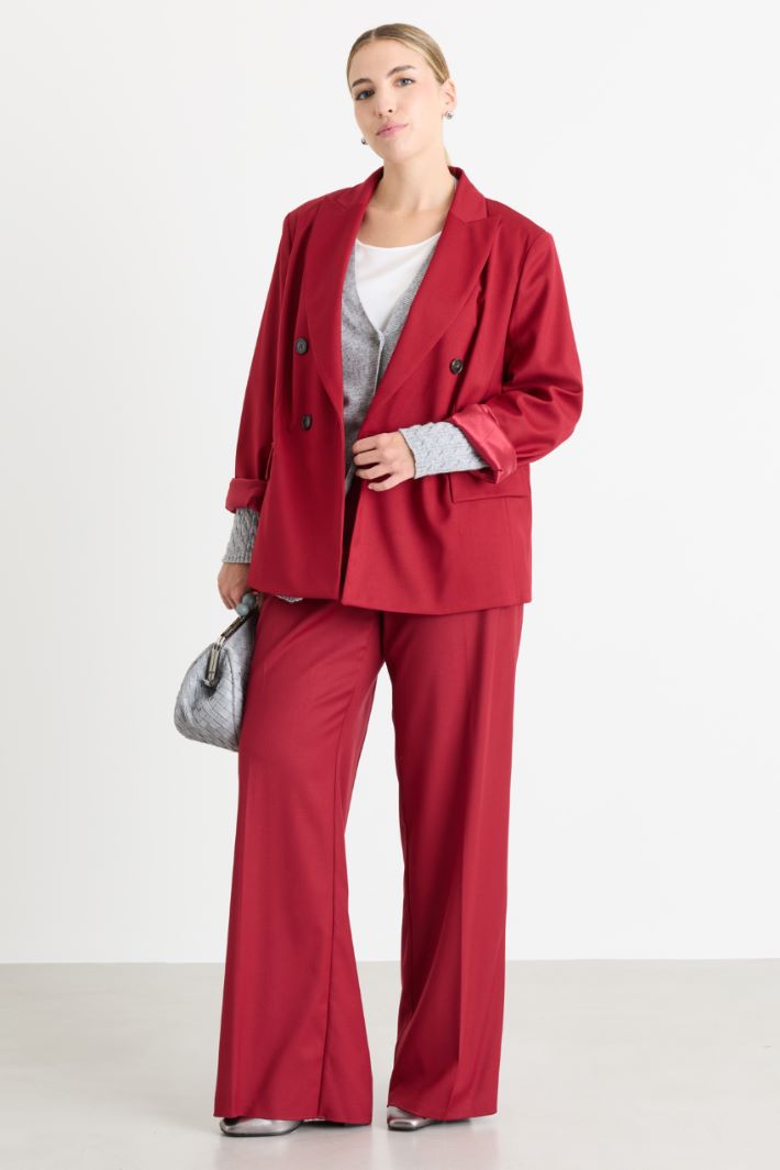 Blazer croisé en flanelle - ROUGE - Intrend