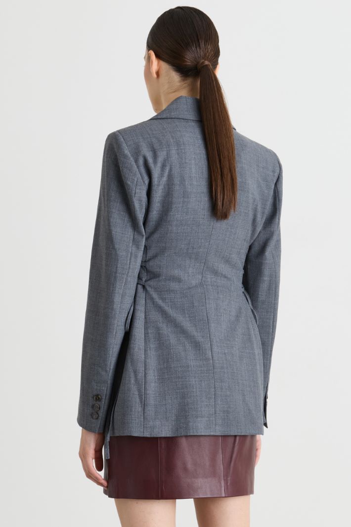 Blazer with Lace-Up Detailing - GREY - Intrend - 4
