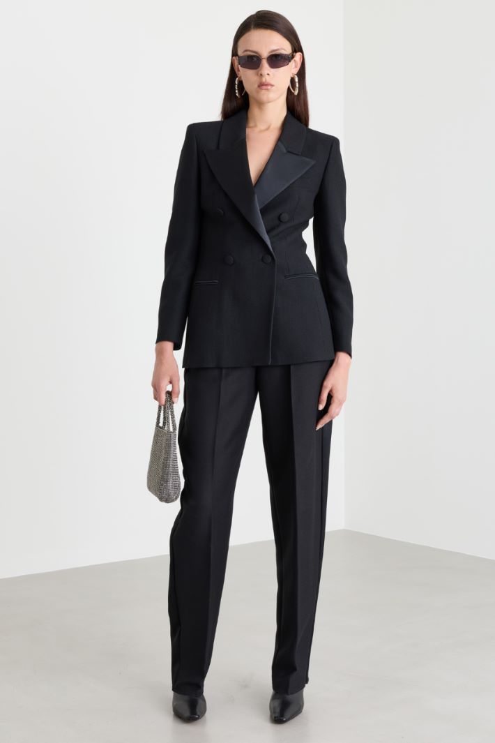 Blazer croisé en sablé - NOIR - Intrend
