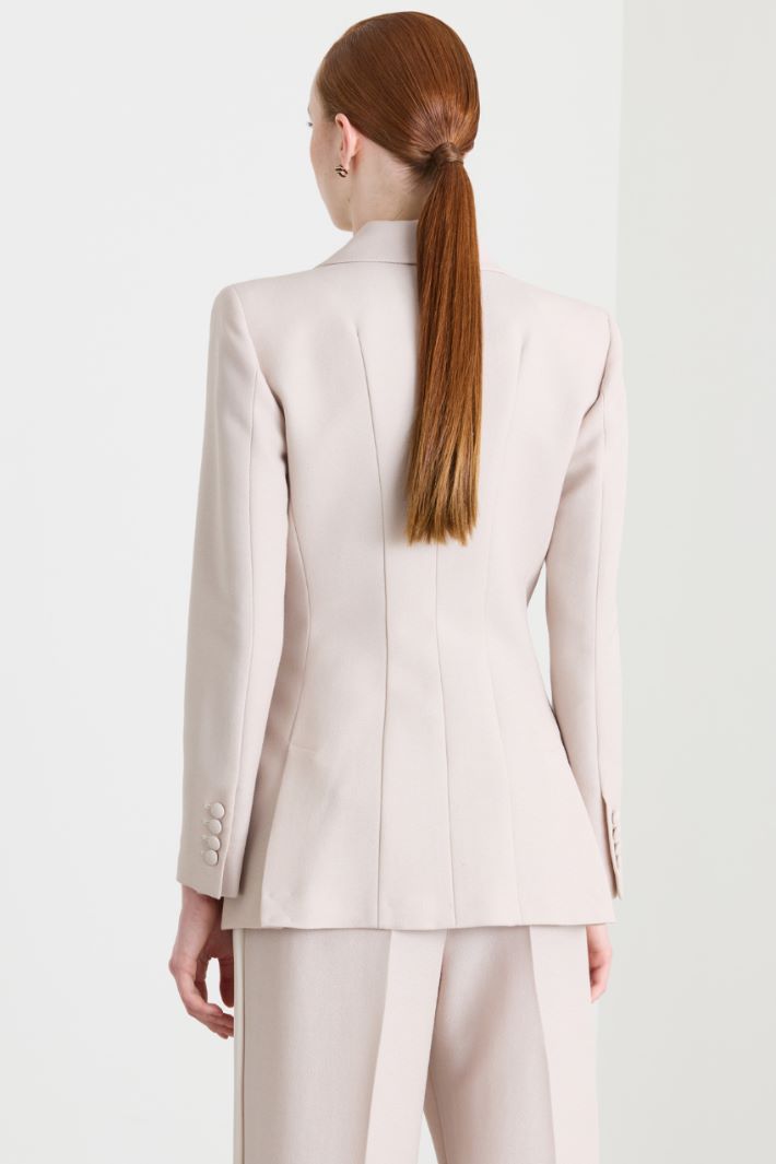 Double-breasted sablé blazer - BEIGE - Intrend - 4