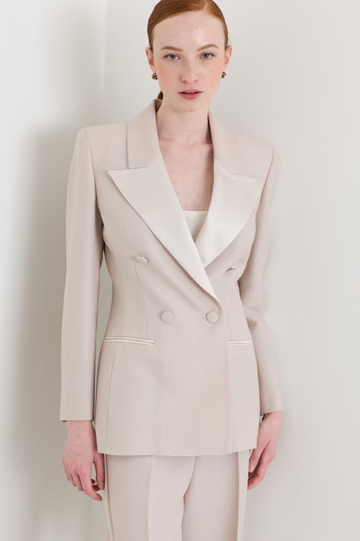 Double-breasted sablé blazer - BEIGE - Intrend - 2