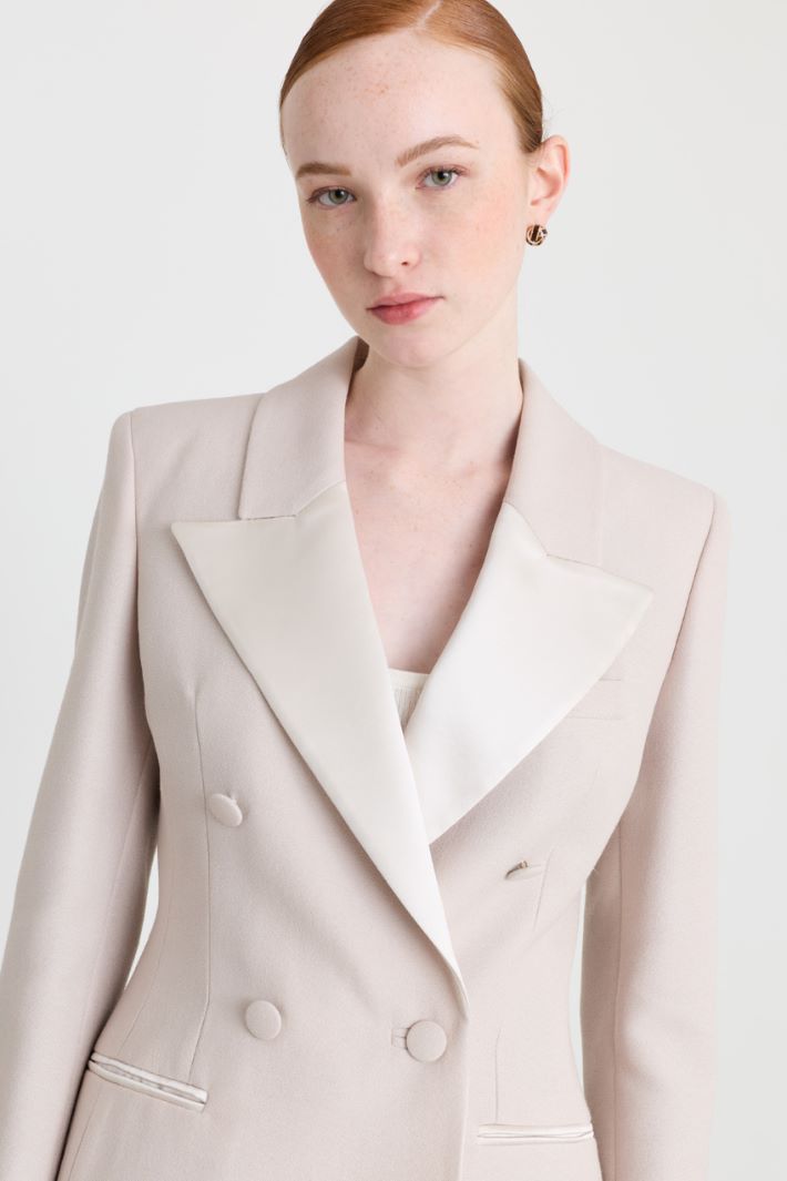 Double-breasted sablé blazer - BEIGE - Intrend - 3