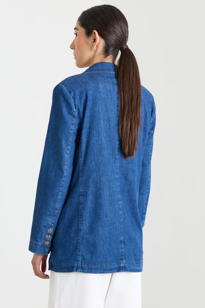 Single-Button Blazer - BLUE - Intrend - 4