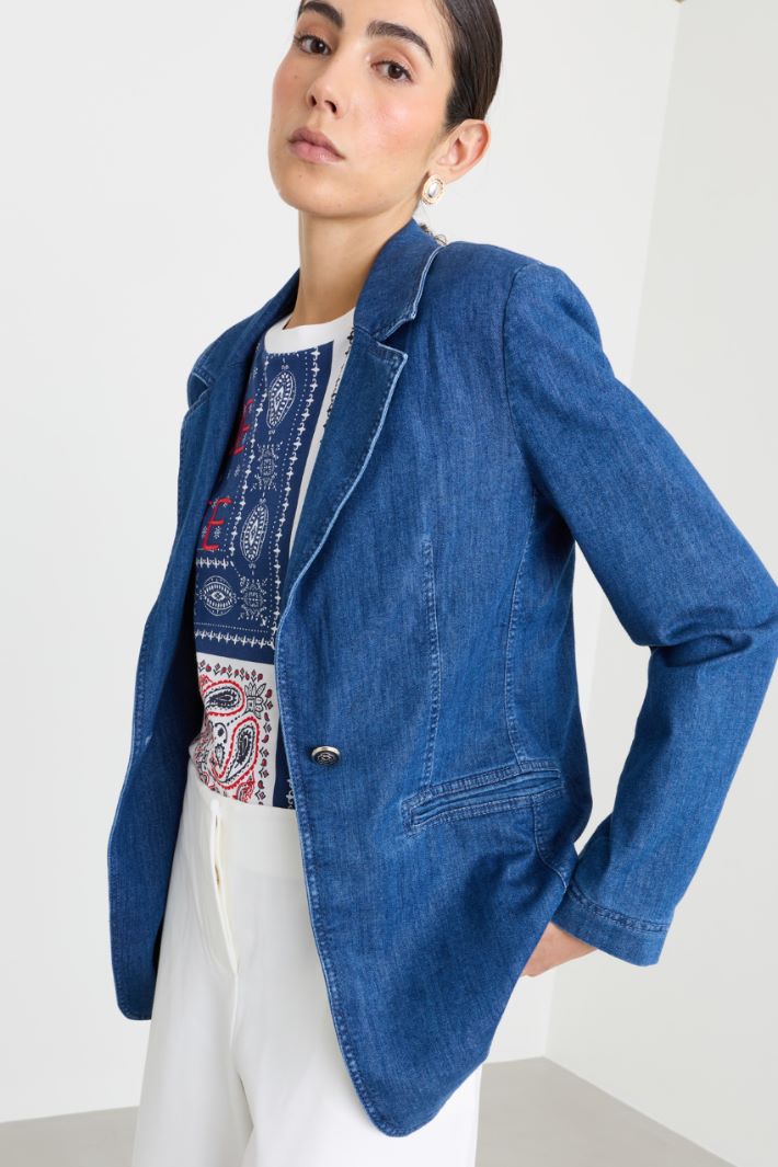 Single-Button Blazer - BLUE - Intrend - 2