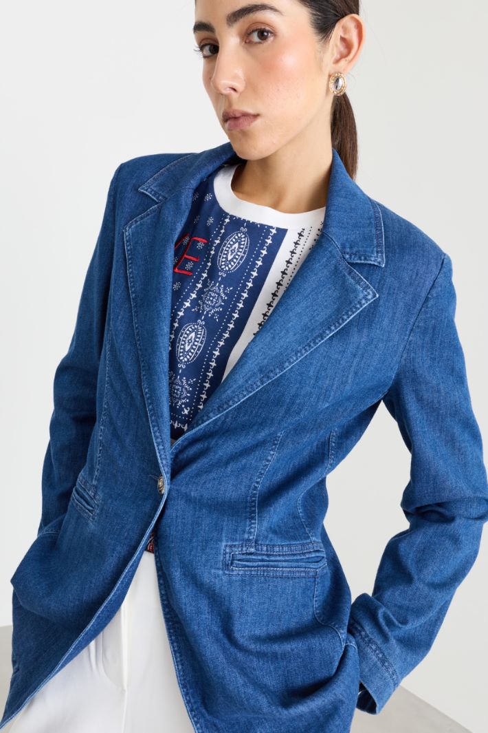 Single-Button Blazer - BLUE - Intrend - 3
