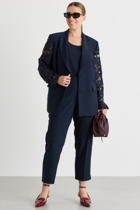 Chaqueta de crepé y encaje - Intrend