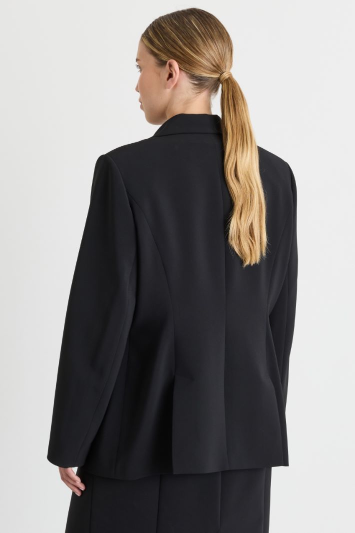 Embroidered cady blazer - BLACK - Intrend - 4