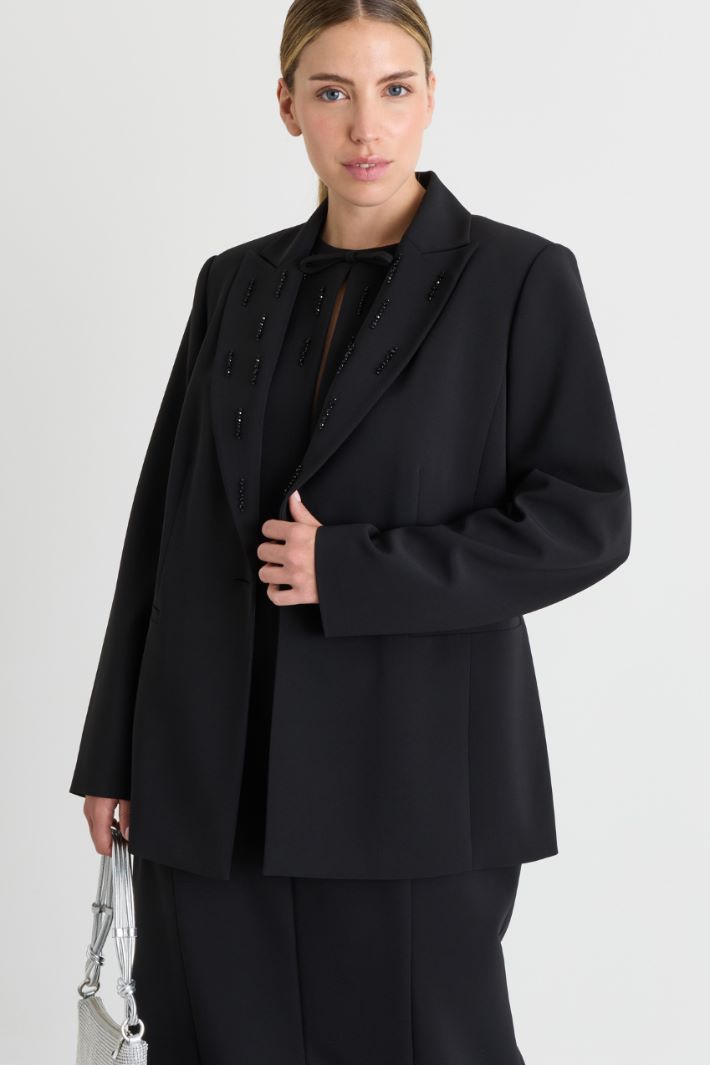 Embroidered cady blazer - BLACK - Intrend - 2