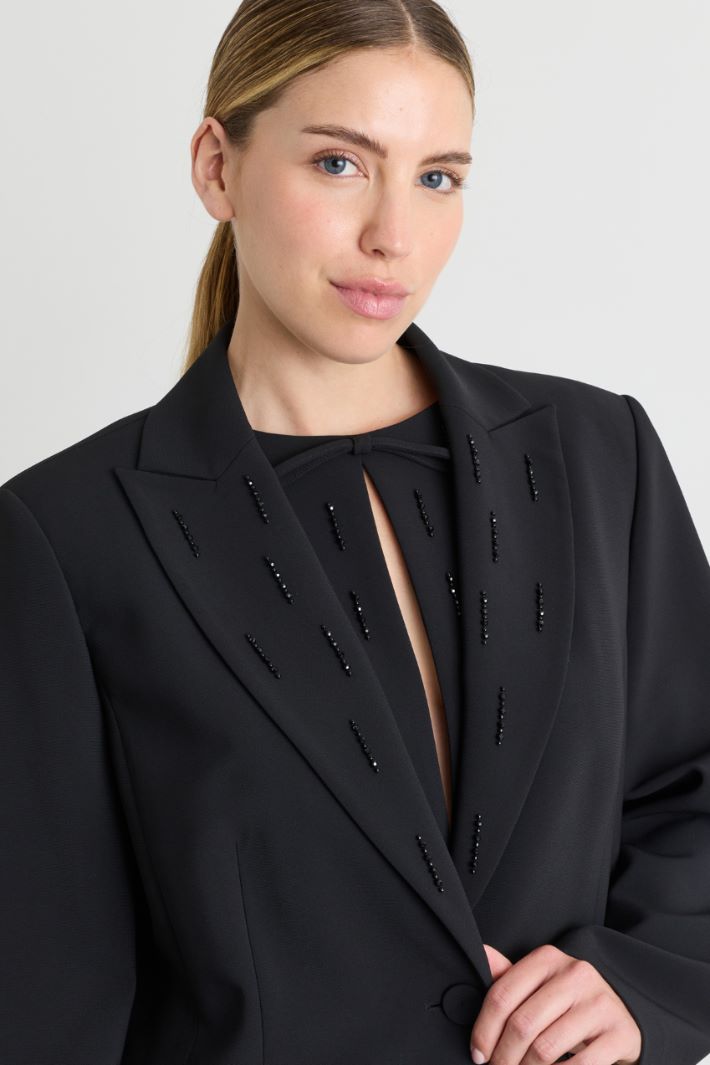 Embroidered cady blazer - BLACK - Intrend - 3