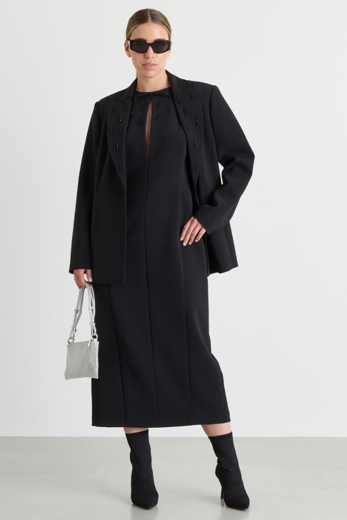 Embroidered cady blazer - BLACK - Intrend
