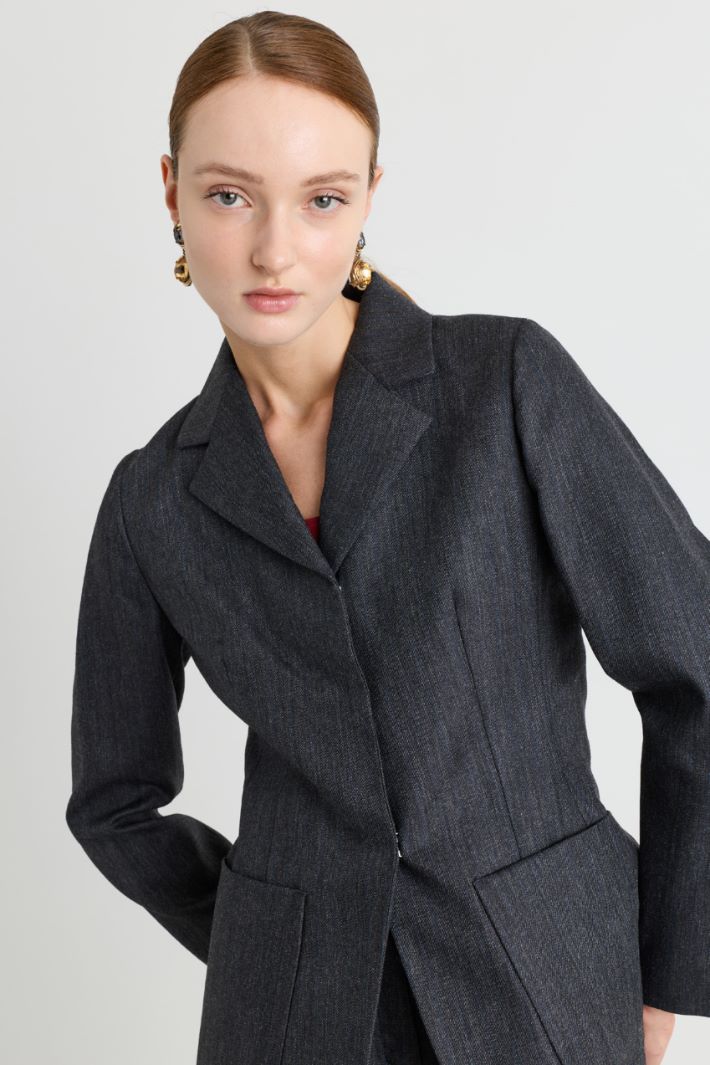 Slim-fit patch pocket jacket - GREY - Intrend - 3