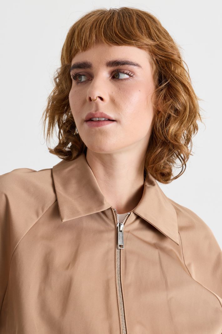 Water-repellent twill bomber jacket - CAMEL - Intrend - 3