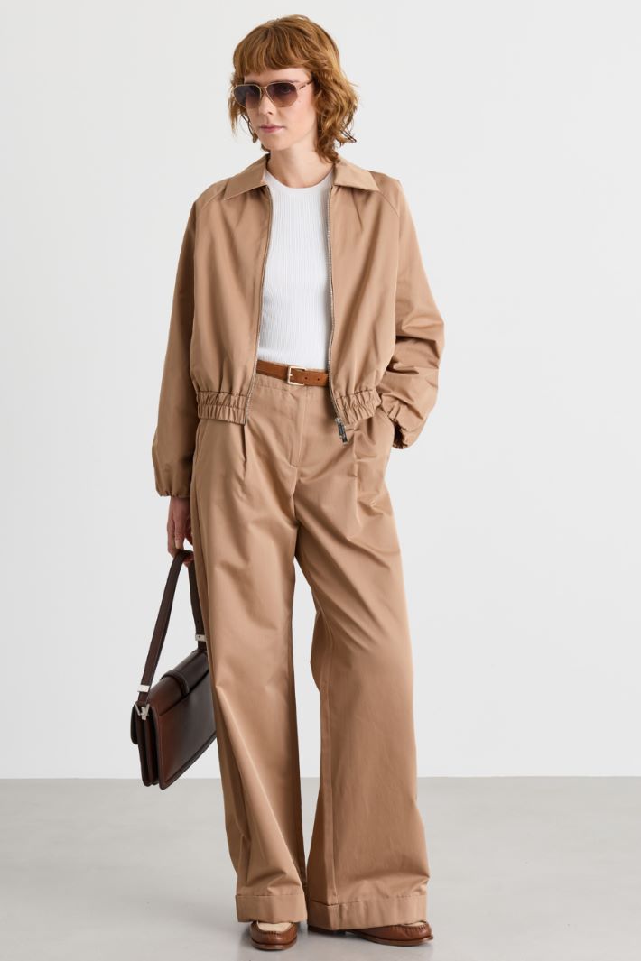 Water-repellent twill bomber jacket - CAMEL - Intrend