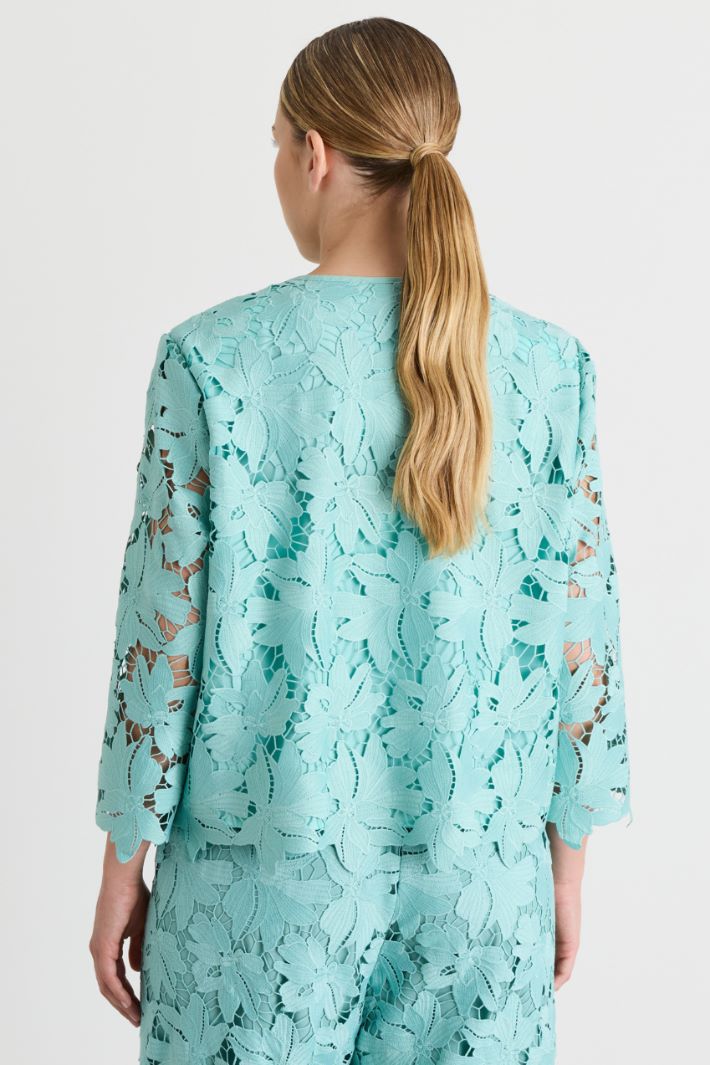 Macramé lace jacket - LIGHT BLUE - Intrend - 4