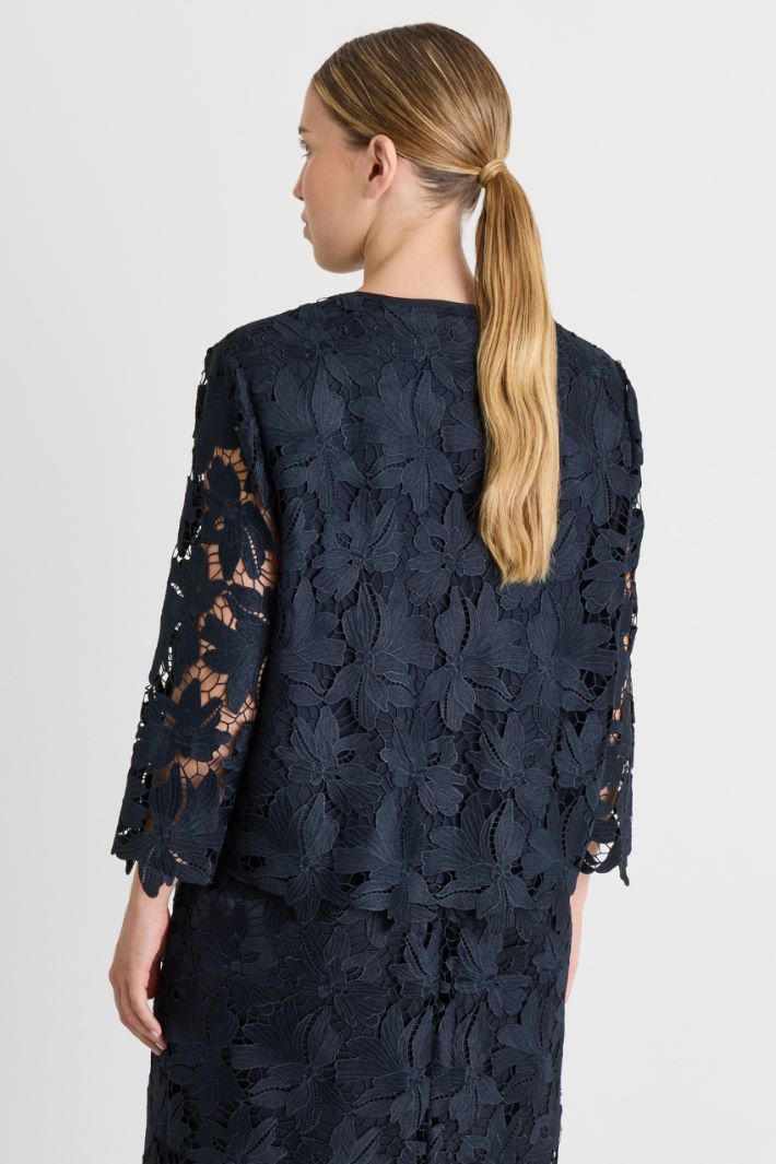 Macramé lace jacket - BLUE - Intrend - 4