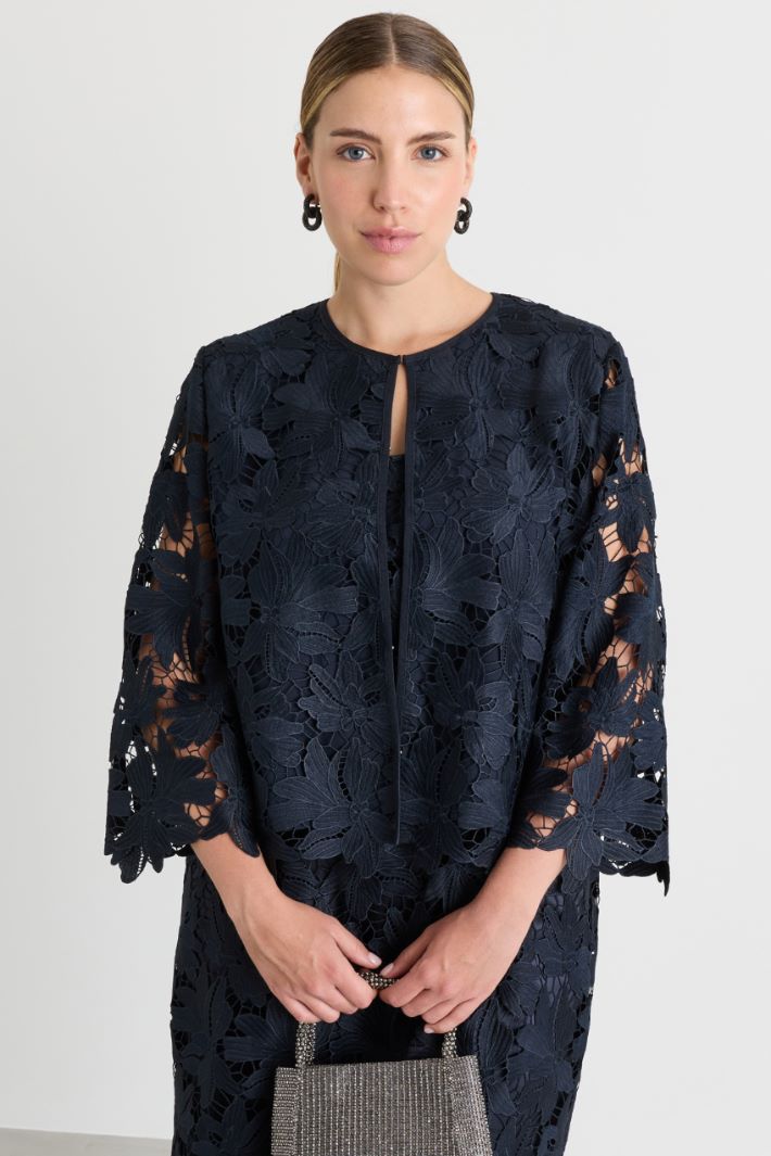 Macramé lace jacket - BLUE - Intrend - 2