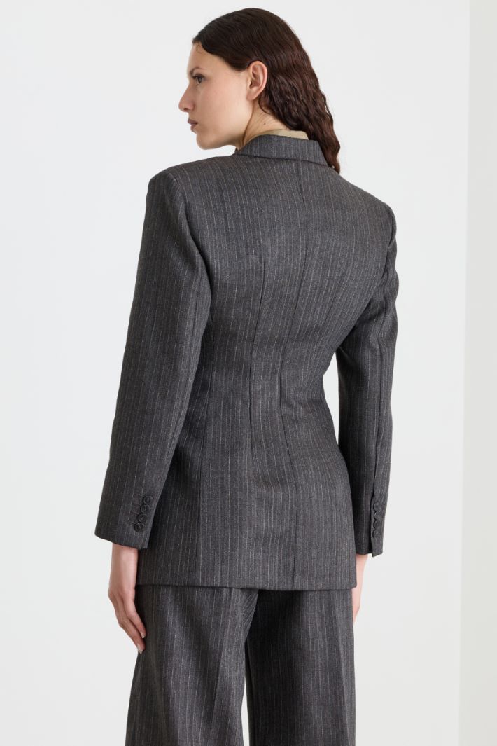 Fitted three-button blazer - GREY - Intrend - 4