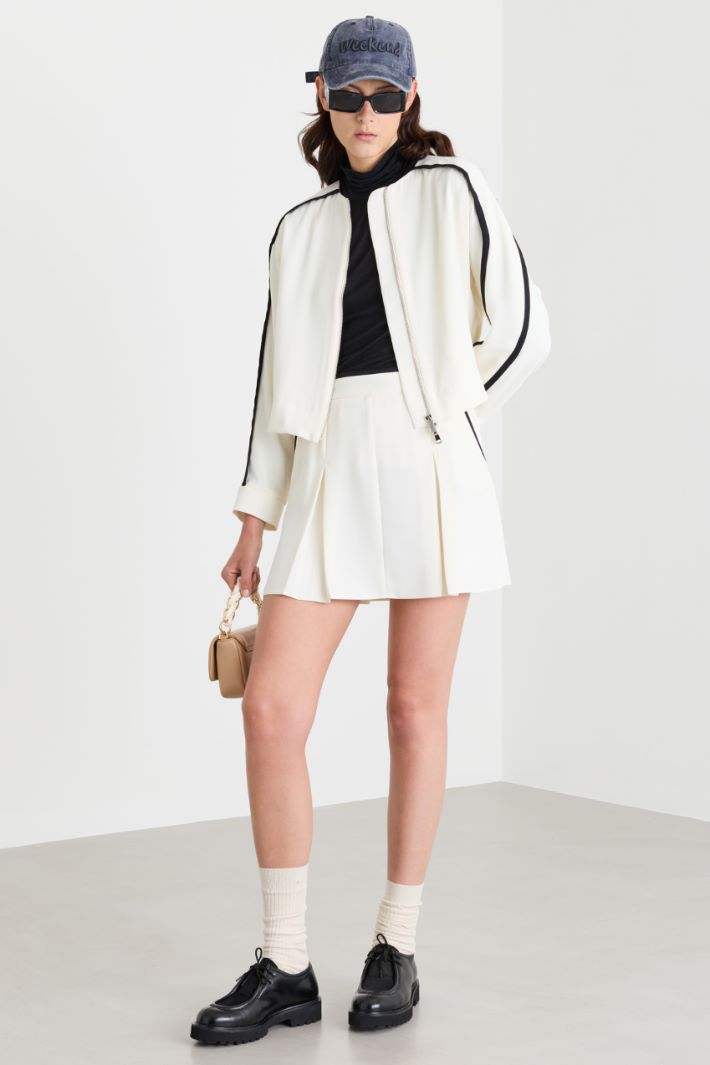 Satin Bomber Jacket - WHITE - Intrend