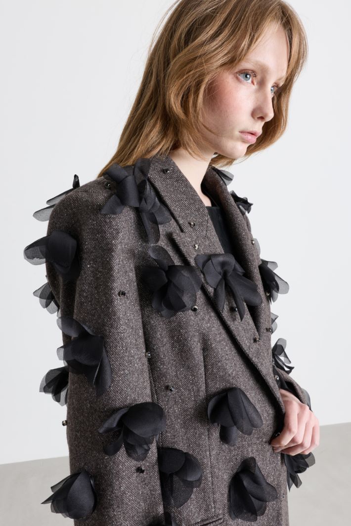 Floral embroidered blazer - GREY - Intrend - 3