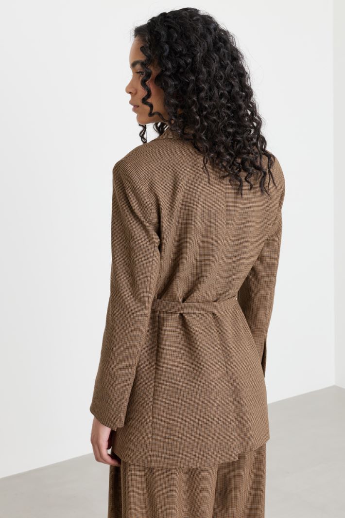 Belted stretch blazer - BROWN - Intrend - 4