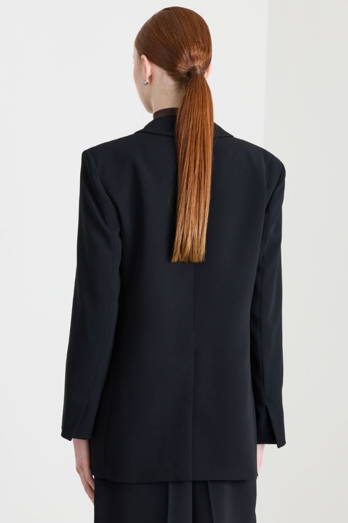 Longline double-breasted blazer - BLACK - Intrend - 4